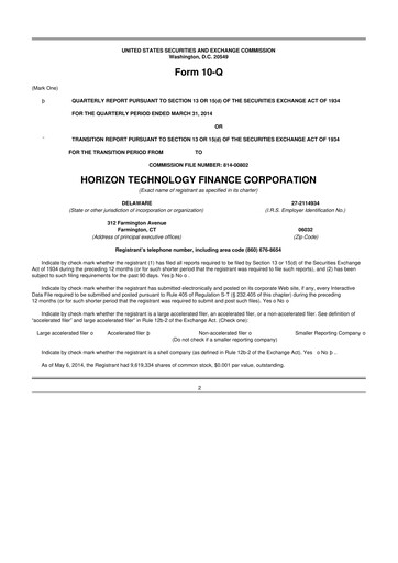 Vorschaubild Horizon Technology Finance 10-Q Quartalsbericht  