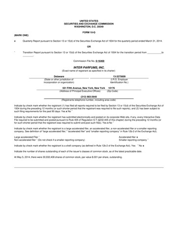 Thumbnail Interparfums 10-Q Quarterly Report FY2014 