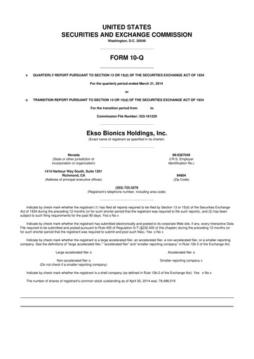 Thumbnail Ekso Bionics
 10-Q Quarterly Report FY2014 
