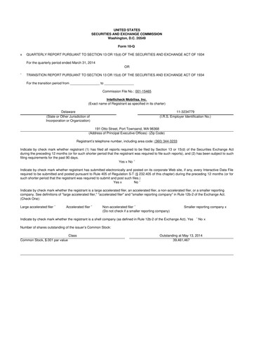 Miniature Intellicheck 10-Q Rapport trimestriel 2014 