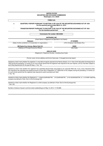 Thumbnail Rezolute 10-Q Quarterly Report FY2014 