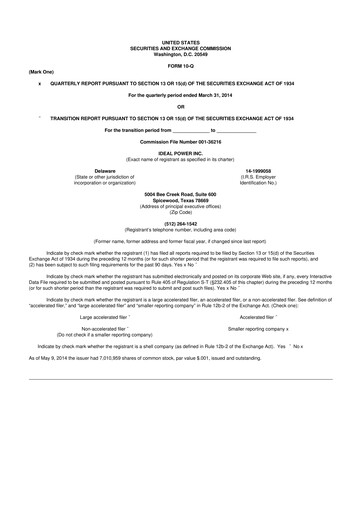 Thumbnail Ideal Power 10-Q Quarterly Report FY 