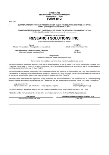 Miniature Research Solutions 10-Q Rapport trimestriel 2014 