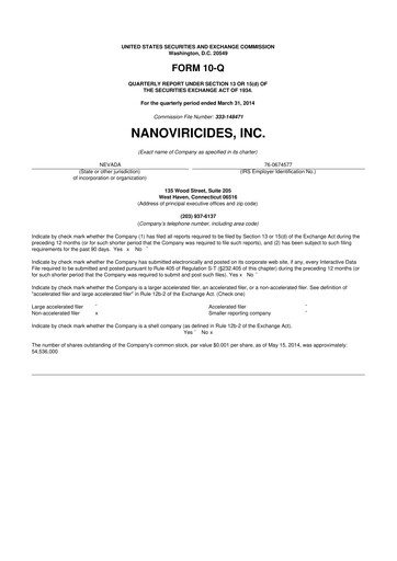 Thumbnail NanoViricides 10-Q Quarterly Report FY2014 
