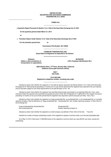 Thumbnail Capricor Therapeutics
 10-Q Quarterly Report FY2014 