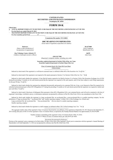 Thumbnail RBC Bearings 10-K Annual Report 2014