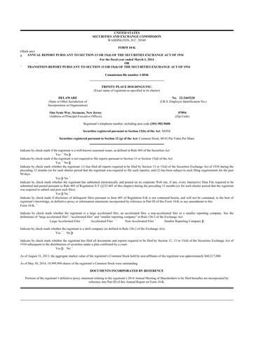 Thumbnail Trinity Place Holdings
 10-K Annual Report 2014