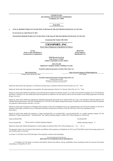 Thumbnail CryoPort 10-K Annual Report 2014