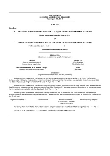 Vorschaubild Equifax 10-Q Quartalsbericht 2014 
