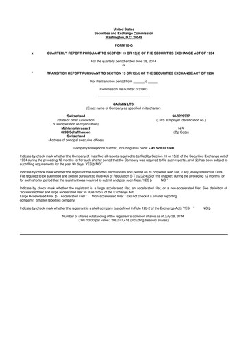 Vorschaubild Garmin 10-Q Quartalsbericht 2014 