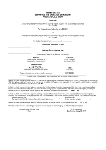 Thumbnail Hudson Technologies 10-Q Quarterly Report FY2014 