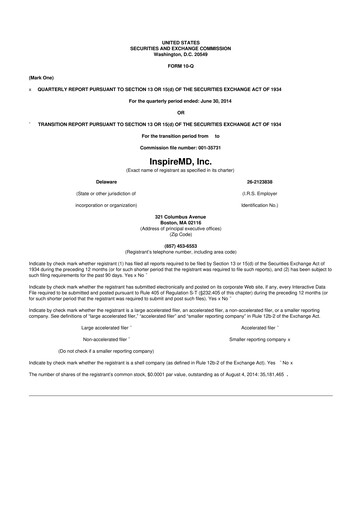 Thumbnail InspireMD 10-Q Quarterly Report FY2014 