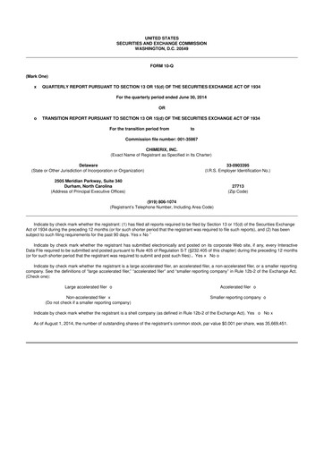 Thumbnail Chimerix 10-Q Quarterly Report FY2014 