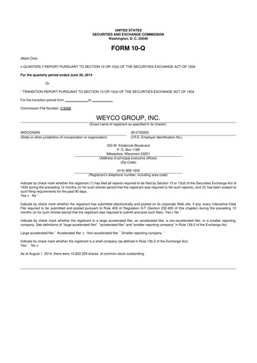 Thumbnail Weyco Group 10-Q Quarterly Report FY2014 