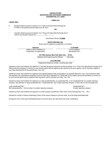 Thumbnail Interparfums 10-Q Quarterly Report FY2014 