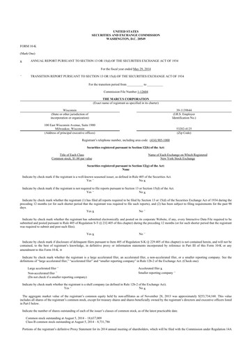 Thumbnail Marcus Corporation
 10-K Annual Report 2014