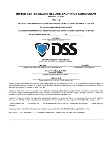 Thumbnail DSS, Inc. (Document Security Systems) 10-Q Quarterly Report FY2014 