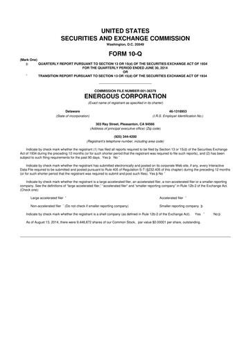 Vorschaubild Energous 10-Q Quartalsbericht 2014 