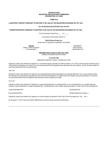 Thumbnail 22nd Century Group
 10-Q Quarterly Report FY2014 
