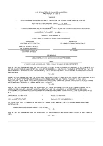Thumbnail The First Bancshares 10-Q Quarterly Report FY2014 
