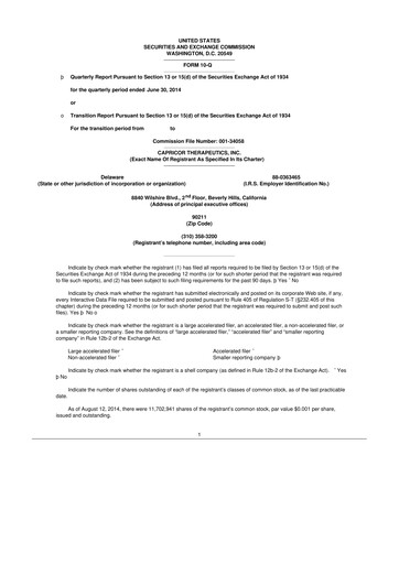 Thumbnail Capricor Therapeutics
 10-Q Quarterly Report FY2014 