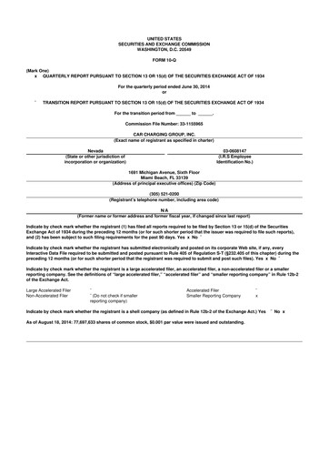 Miniature Blink Charging
 10-Q Rapport trimestriel 2014 