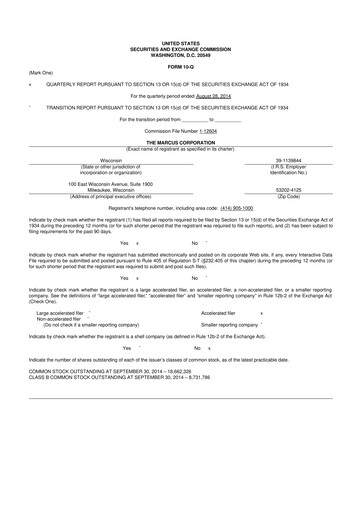 Thumbnail Marcus Corporation
 10-Q Quarterly Report FY2015 