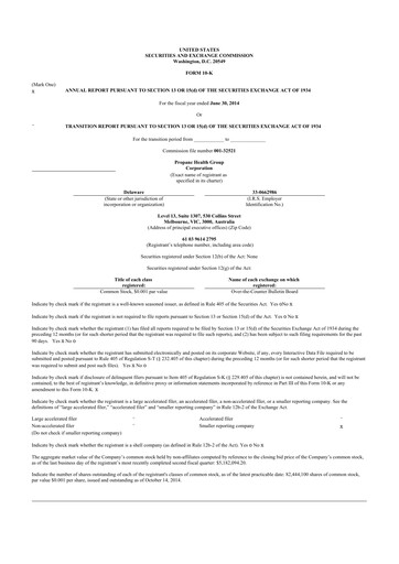 Vorschaubild Propanc Biopharma 10-K Jahresbericht 2014