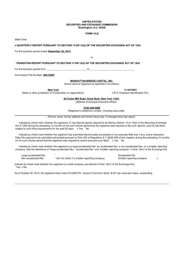 Vorschaubild Manhattan Bridge Capital
 10-Q Quartalsbericht 2014 