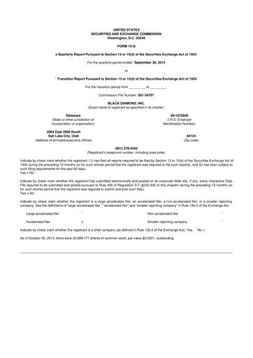 Thumbnail Clarus
 10-Q Quarterly Report FY2014 