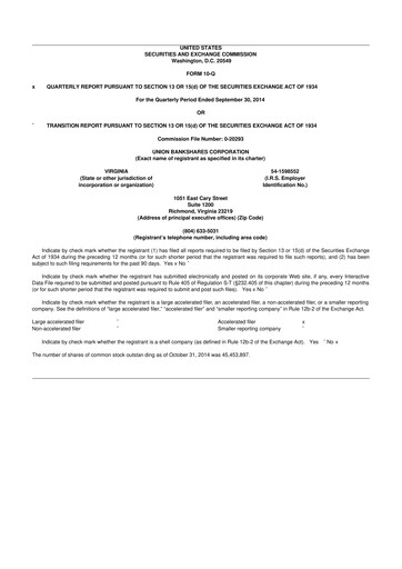 Vorschaubild Atlantic Union Bankshares 10-Q Quartalsbericht 2014 