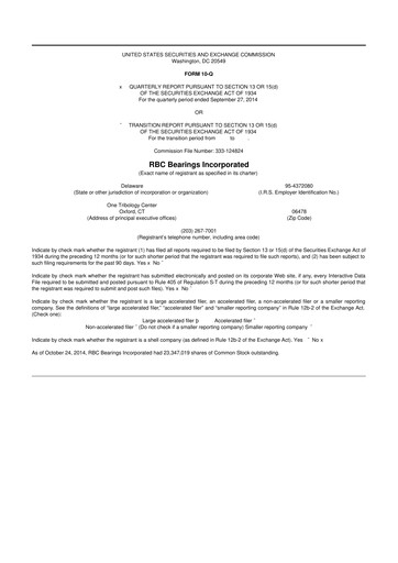 Thumbnail RBC Bearings 10-Q Quarterly Report FY2015 