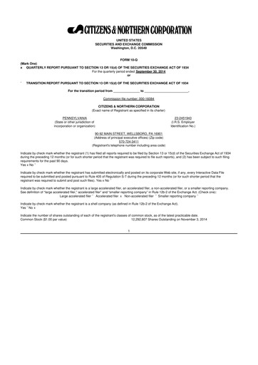 Thumbnail Citizens & Northern Corp 10-Q Quarterly Report FY2014 