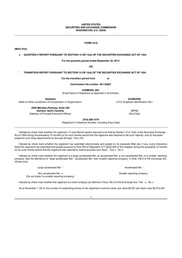 Thumbnail Chimerix 10-Q Quarterly Report FY2014 