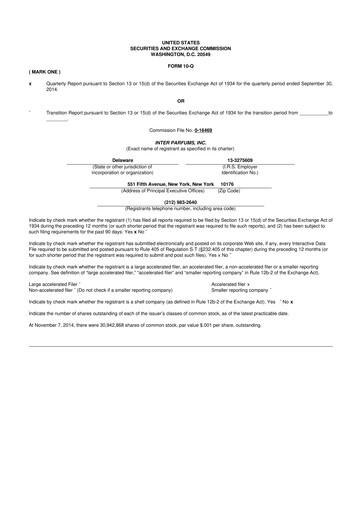 Thumbnail Interparfums 10-Q Quarterly Report FY2014 