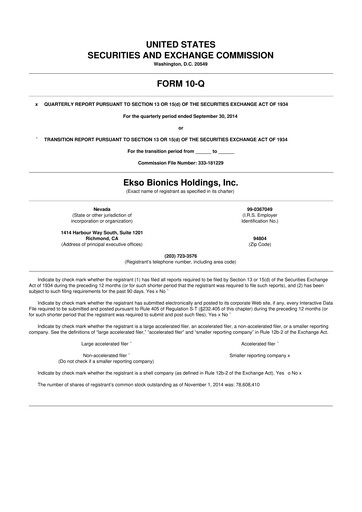 Thumbnail Ekso Bionics
 10-Q Quarterly Report FY2014 