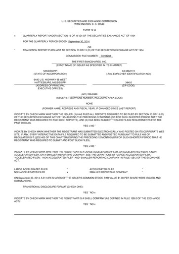 Thumbnail The First Bancshares 10-Q Quarterly Report FY2014 