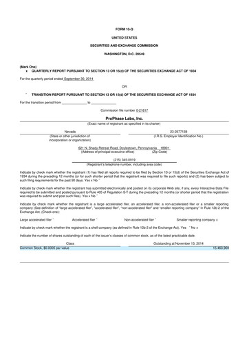Vorschaubild ProPhase Labs 10-Q Quartalsbericht 2014 