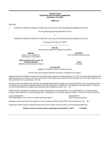 Miniature TSS, Inc. 10-Q Rapport trimestriel 2014 