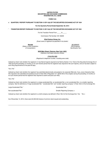 Thumbnail 22nd Century Group
 10-Q Quarterly Report FY2014 