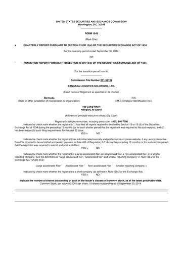 Thumbnail Pangaea Logistics Solutions 10-Q Quarterly Report FY 