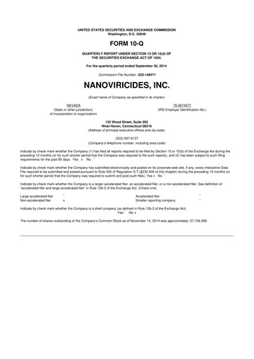 Thumbnail NanoViricides 10-Q Quarterly Report FY2015 