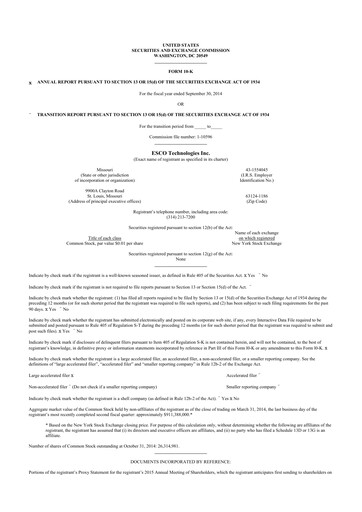 Thumbnail ESCO Technologies
 10-K Annual Report 2014