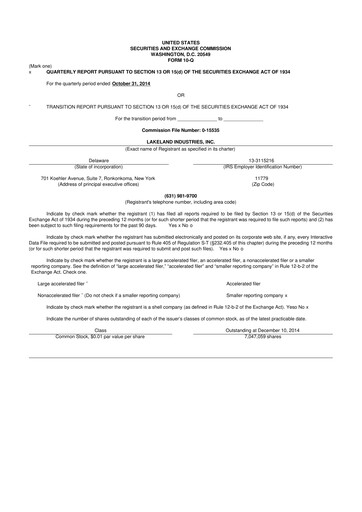 Thumbnail Lakeland Industries
 10-Q Quarterly Report FY2015 