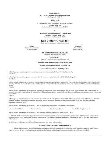 Thumbnail 22nd Century Group
 10-K Annual Report 2014
