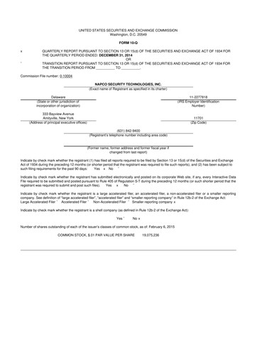 Thumbnail NAPCO Security Technologies 10-Q Quarterly Report FY2015 