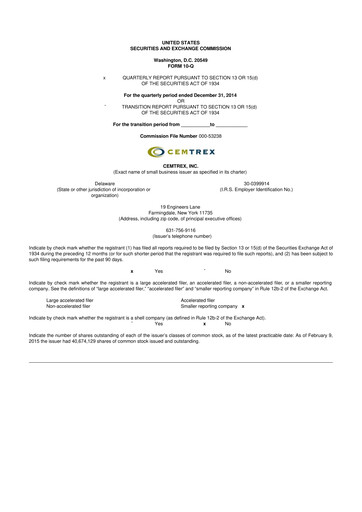 Thumbnail Cemtrex 10-Q Quarterly Report FY2015 