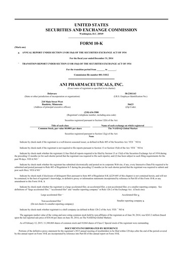 Thumbnail ANI Pharmaceuticals 10-K Annual Report 2014