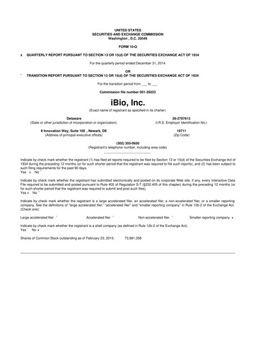 Thumbnail iBio 10-Q Quarterly Report FY 