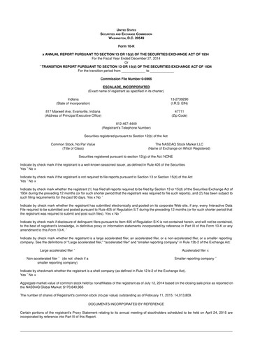 Thumbnail Escalade Sports 10-K Annual Report 2014